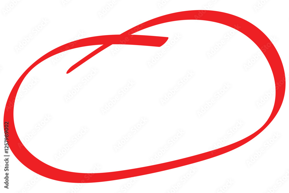 Poster red circle line pencil. red brush marker pen round ovals. scribble horizontal ellipse inrounder. rou