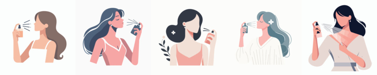 vector woman spraying perfume
