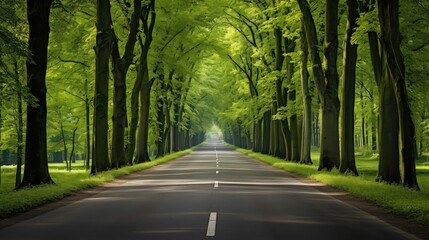 Obraz premium trees wide road