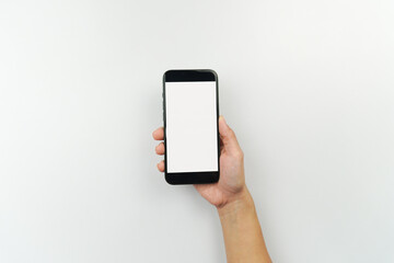 Hand Holding Smartphone with Blank Screen