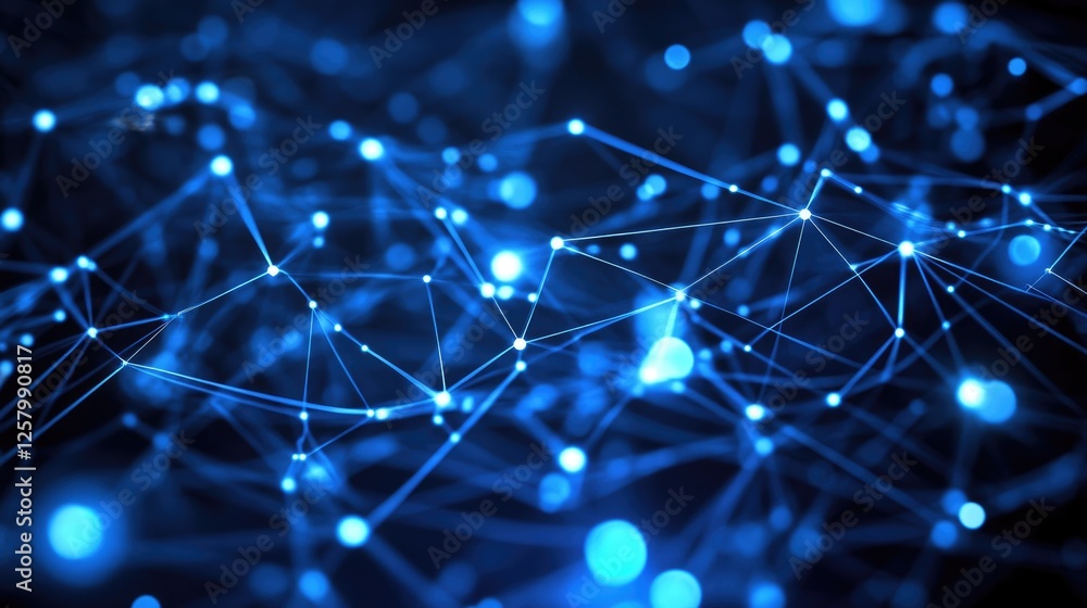 Poster connected smart devices through iot network with real-time data on a dark blue background.