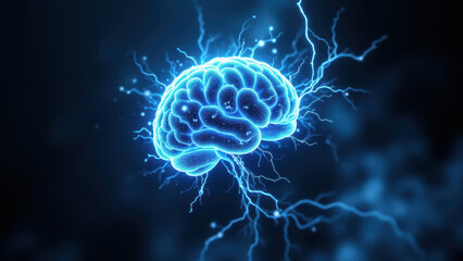 A glowing, lightning-filled illustration representing artificial intelligence or advanced cognition.