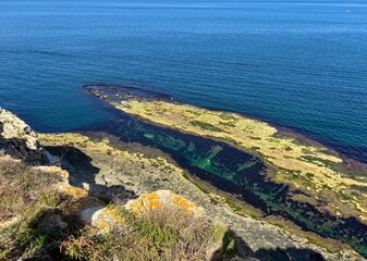 Kerpe rocks view from above, Black Sea bays. Touristic area in Kocaeli. Shoreline on the north...