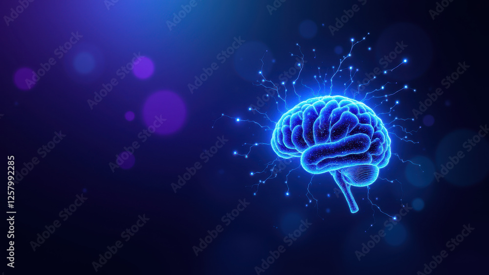 Aufkleber ai brain explosion with light rays emanating from center.