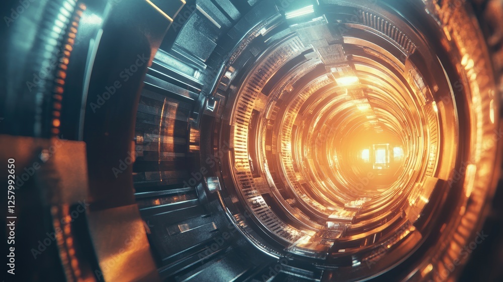 Poster digital safe vault concept with abstract cybersecurity encryption graphics.