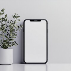Realistic smartphone mockup with a blank screen, perfect for app design, branding, or presentation purposes. Clean and modern style.

