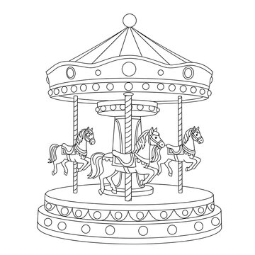 carousel with horses sketch 
