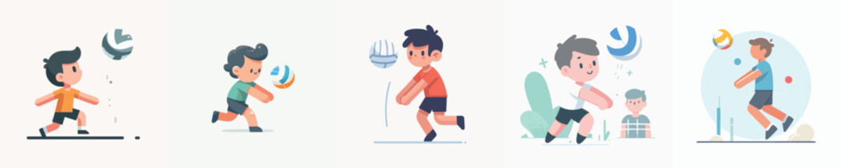 vector boy playing volleyball