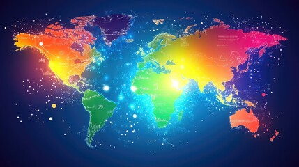 Fototapeta premium Global business expansion strategy concept with digital world maps and charts.