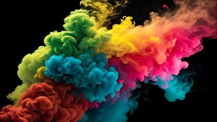 Colorful Abstract Fractal Background with Fire, Water, and Smoke Elements