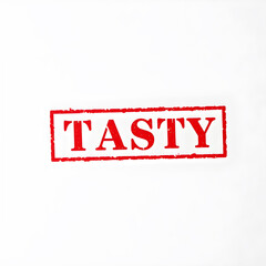 Tasty text stamp red rubber stamp on white background. Generative AI