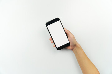 Hand Holding Smartphone with Blank Screen