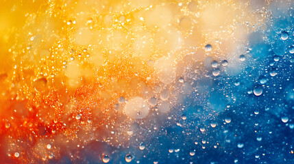 Obraz premium Abstract Water Droplets Background with Orange and Blue Hues
