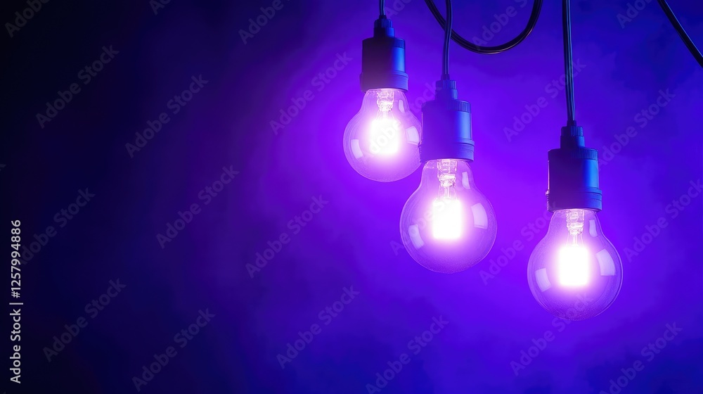 Poster iot-enabled smart lighting systems connected to the cloud for home automation on a dark purple backg