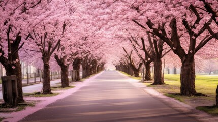 Naklejka premium blossom spring roadway