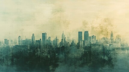 Vintage Cityscape Skyline Art Print