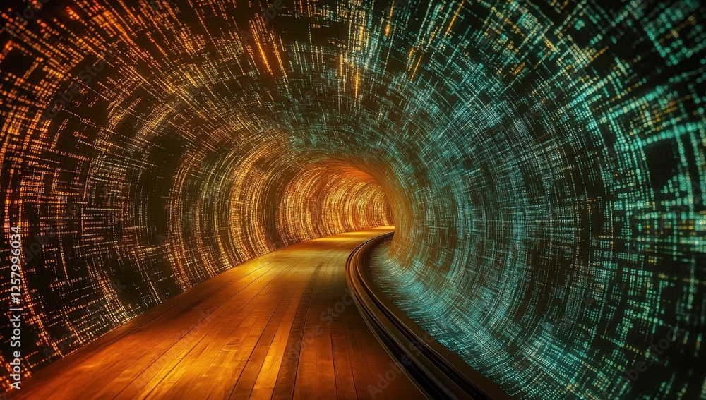 Poster digital tunnel: exploring illuminated pathways of data and code in abstract architecture