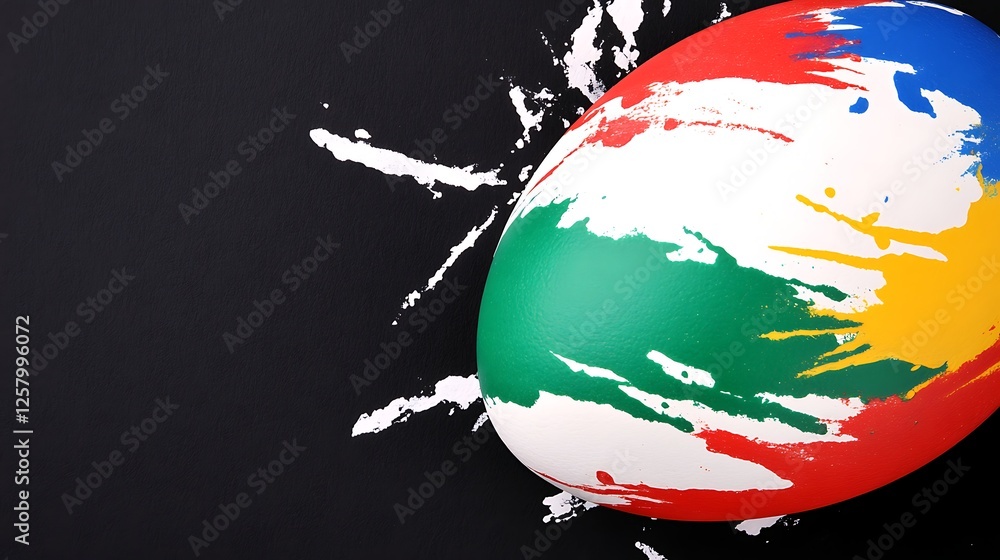 Poster abstract sphere bursting with color on dark background artistic expression and bold design element