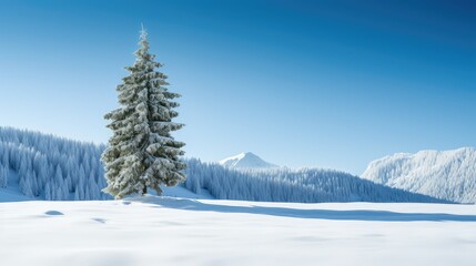 Fototapeta premium winter spruce tree with snow