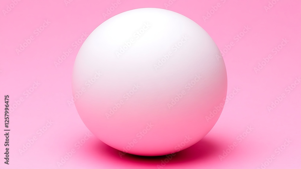 Poster abstract white sphere on pink background rendered with shadows subtle tones and simple composition