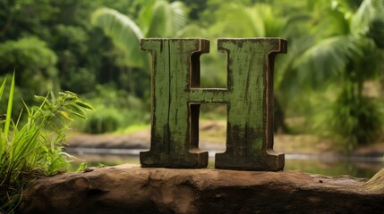 wooden letter h green