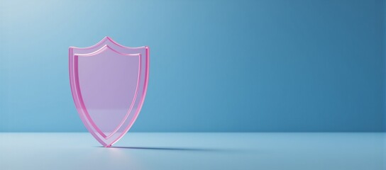 A vibrant pink shield conveys protection  security against modern backdrop of blue gradients Modern Minimalist