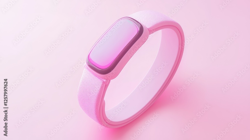 Poster smart wearables connected to iot network for health monitoring on a light pink background.