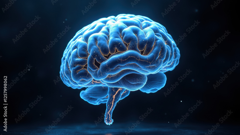 Aufkleber 3d rendered image of a human brain with ai implications.