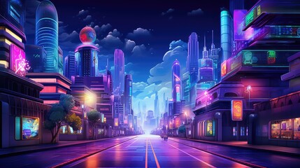 neon road city background