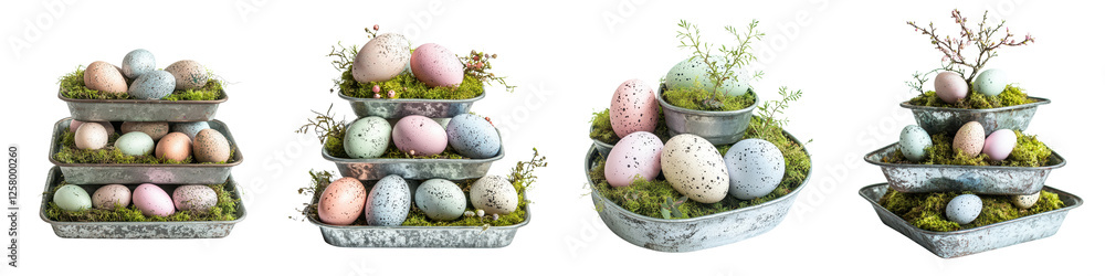 Poster artfully crafted colorful easter eggs adorned with intricate patterns and textures