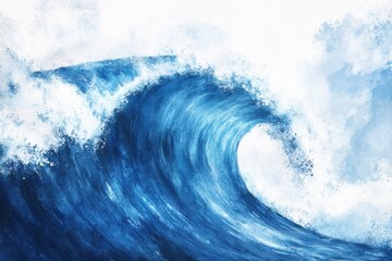 Majestic Ocean Wave Crashing with Foam Under Bright Sky