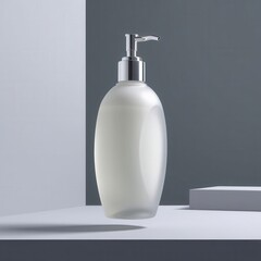 Elegant lotion bottle with pump on a minimalist background for beauty and skincare.
