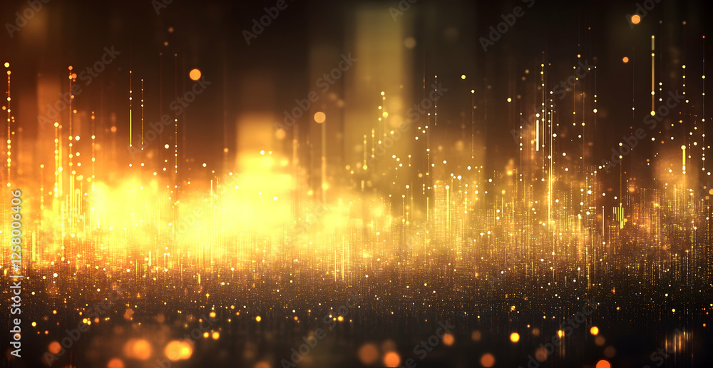 Aufkleber abstract digital background with glowing waves of colorful light and dots