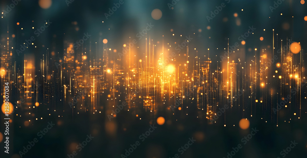 Aufkleber abstract digital background with glowing waves of colorful light and dots
