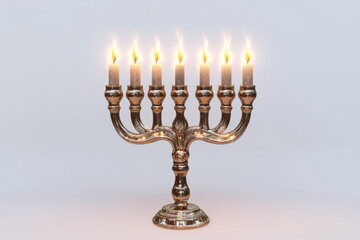 Gold plated Jewish candelabra with eight lights.