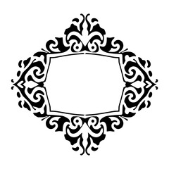 Ornate decorative frame, black and white, with an empty open space