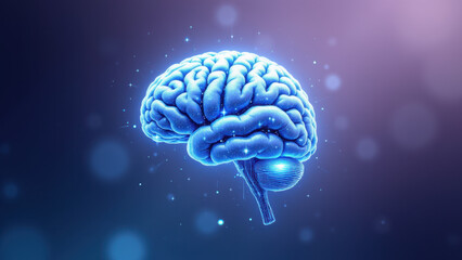 A digital illustration of a human-like brain set against a purple background with sparkles, symbolizing artificial intelligence or advanced cognition.