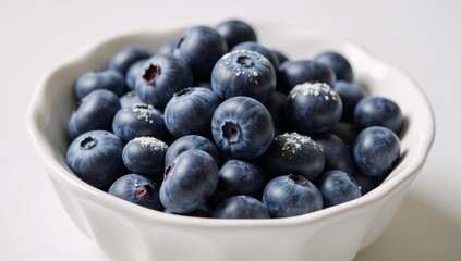 Delightful vegan dish Blueberries served in a ceramic bowl