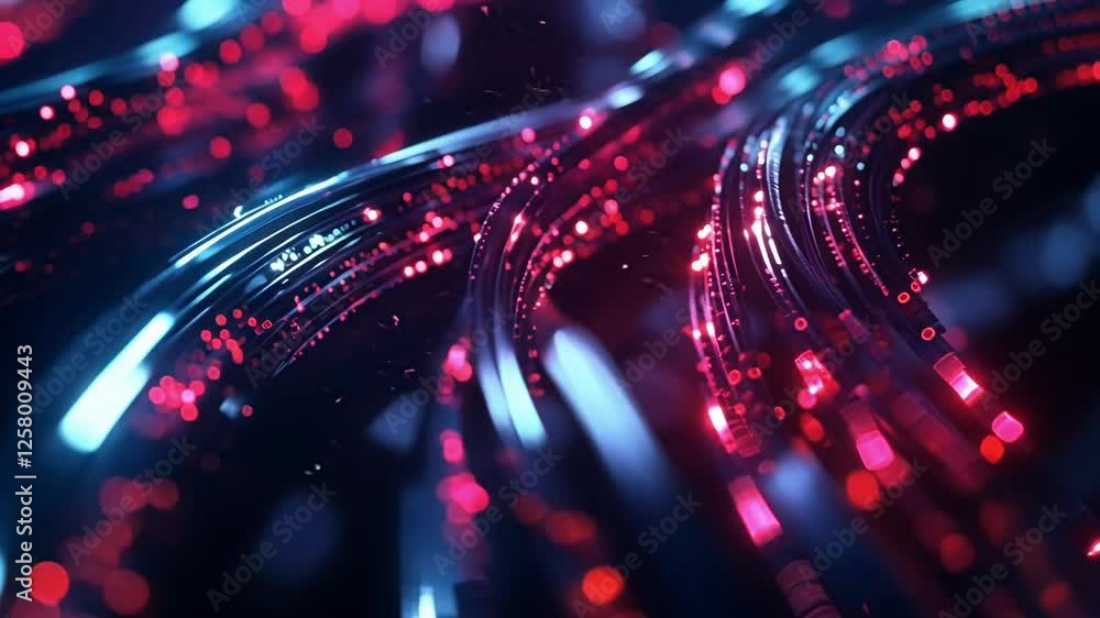 Poster abstract digital data flow with glowing lines forming a futuristic technological visualization, idea