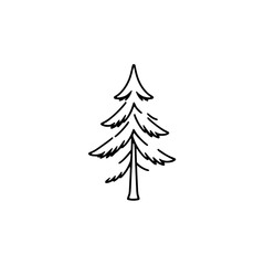 Obraz premium Simple outline drawing of a stylized Christmas tree.