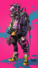 Fototapeta premium Punk Character with effects colorful illustration