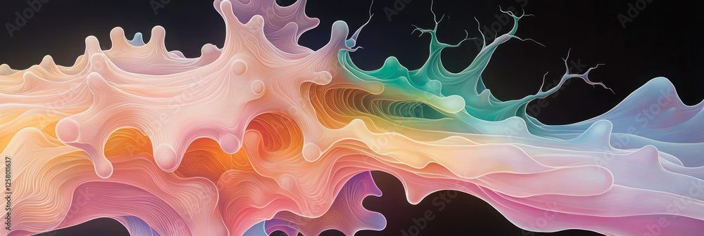 Poster a layered composition showing twisting, radiating neural fibers, joined by electric arcs that