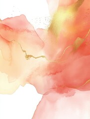 Fototapeta premium Watercolor art background vector. Wallpaper design with paint brush and gold line art. Earth tone beige watercolor Illustration for prints, wall art, cover and invitation cards.