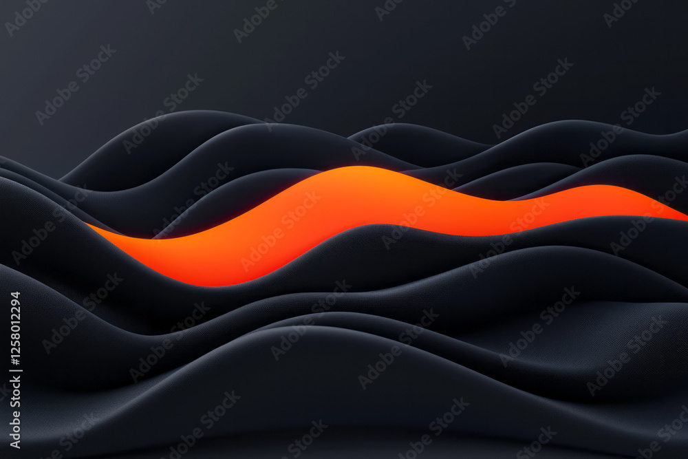 Poster a sleek arrangement of neon-like data waves flowing across a dark interface, each wave shifting