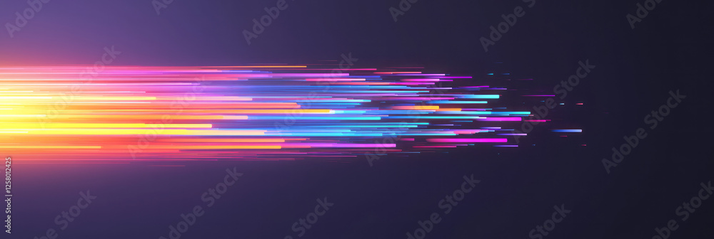 Poster vibrant lines of luminous data streaming horizontally, pulsing with energy and forming a