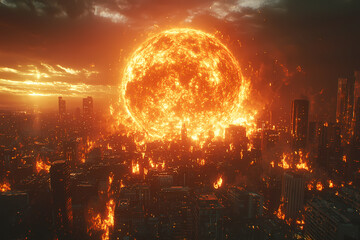 Fototapeta premium the moon left its orbit and fell to earth 