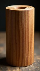 Smooth cylindrical wood block with central bore, pine, smooth