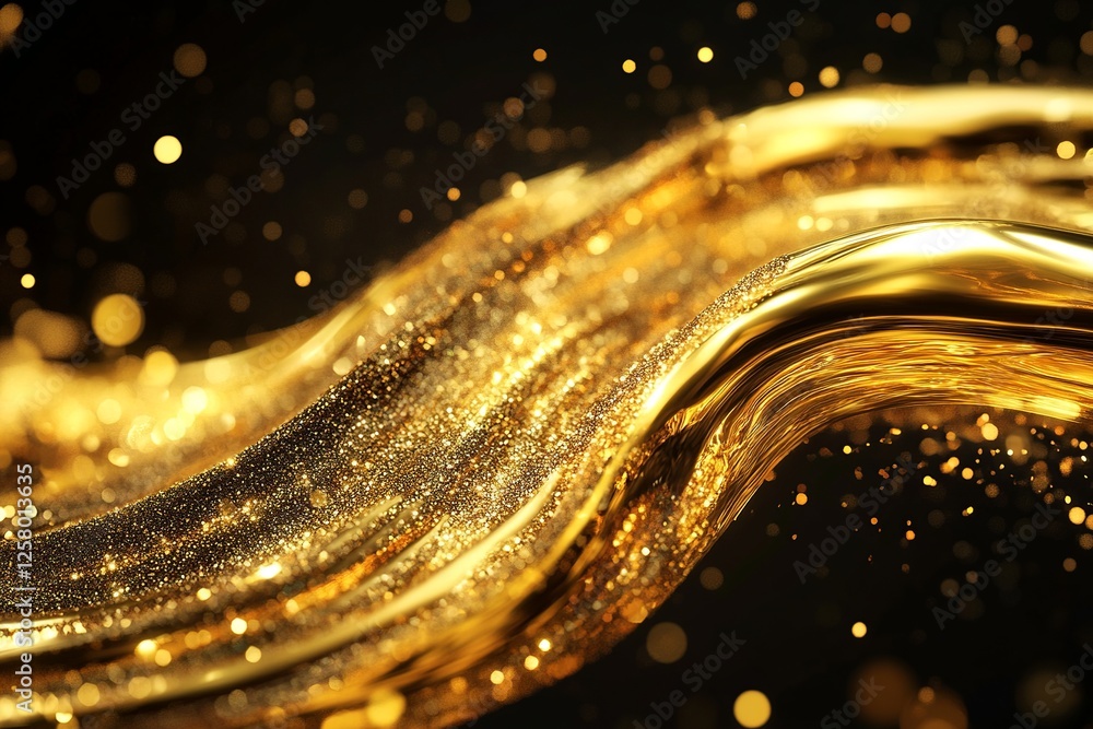 Poster golden liquid texture background with smooth, flowing waves and rich metallic shine. perfect for lux