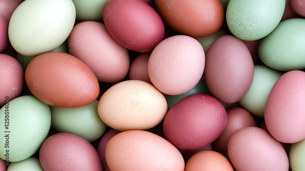 Poster array of multicolored easter eggs festive springtime collection in pastel shades preparation