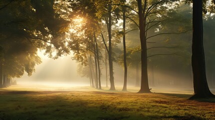 Fototapeta premium meadow sun and trees